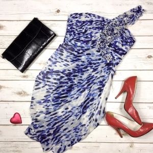 Gathered One-Shoulder Silk Dress BCBG MaxAzria